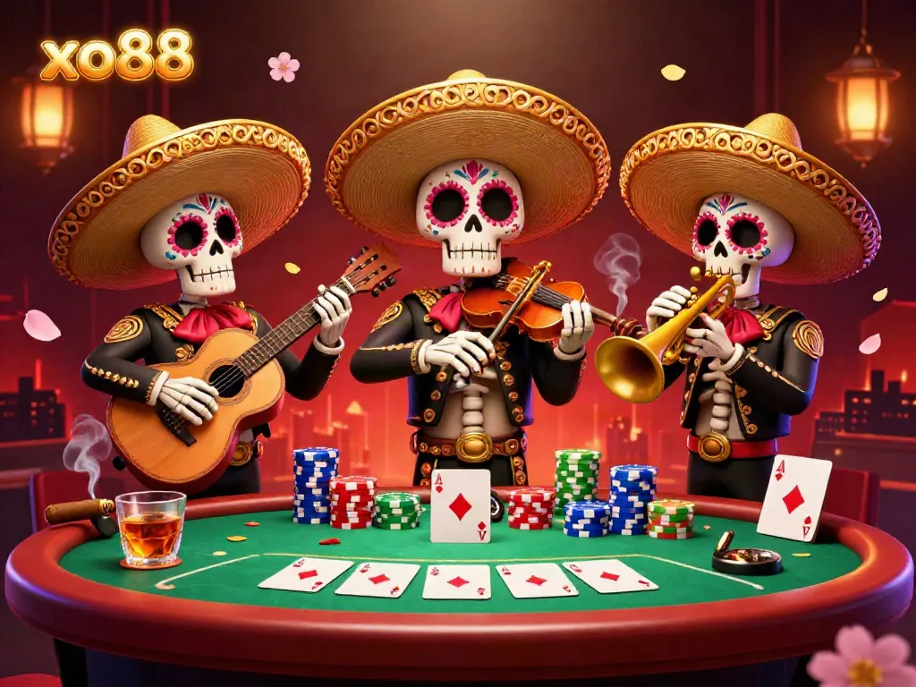 Win big at xo88 with a lively 3D mariachi band celebrating the casino atmosphere