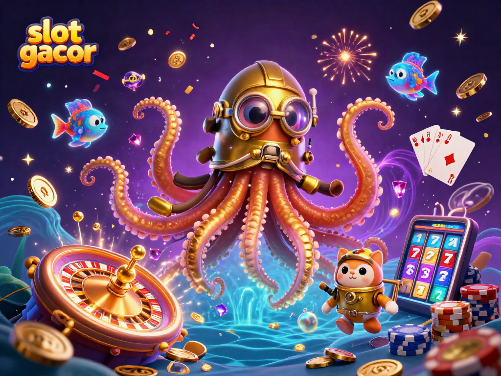 Engage with incredible slot gacor experiences featuring a colossal kraken and treasure-filled scenes.